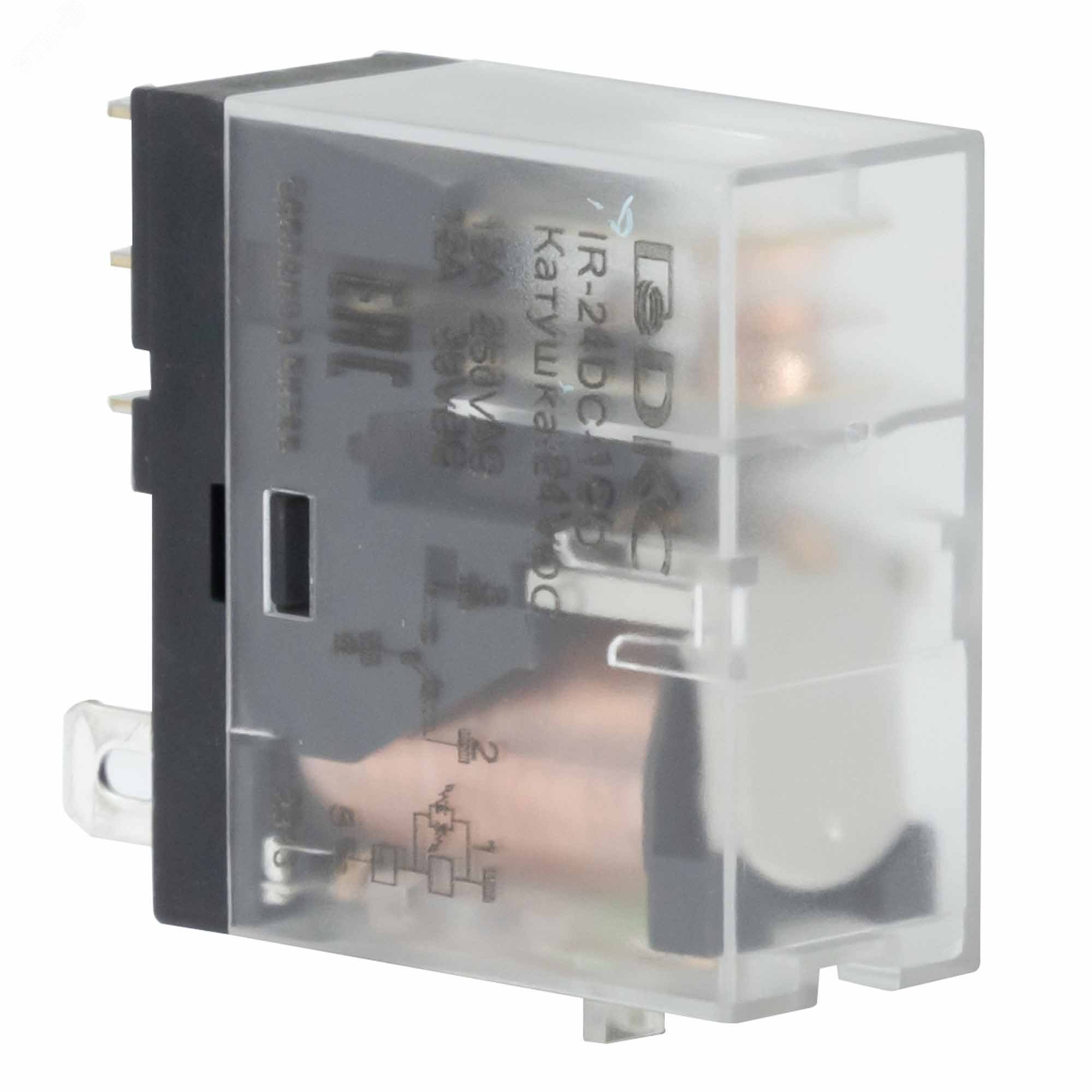 Реле миниатюрное промышленное, 1CO, ком. ток 12А, AgSnO, напряжение 24VDC, опция: светодиод IR-24DC-1CO