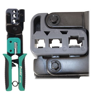 CP-376M - Клещи ПРОФЕССИОНАЛЬНЫЕ для обжима витой пары(модульных разъемов) (8P/6P/4P, трещотка, 225мм)