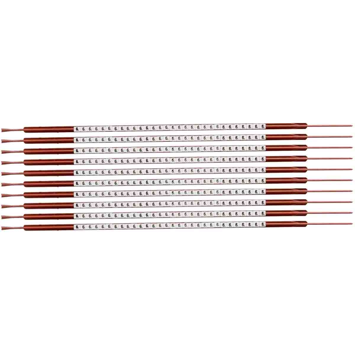 brd132956 - SCN-03-6 клипсы белые, 300шт/упак, для провода 1-1.3мм диаметра, легенда 6