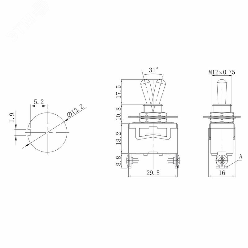 KN-101 - Тумблер ON-OFF (2c) 15A 250В