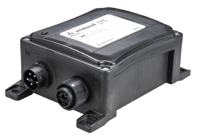 Распределительное устройство RST16I5B 3P - Распределительное устройство (дистрибьютор), 1 вход/3 выхода, IP68(69k), 5 полюсов, параллельное соединение, с монтажными фланцами, цвет: черный, номинальные характеристики: 250V/400V 16A, серия gesis RST MINI