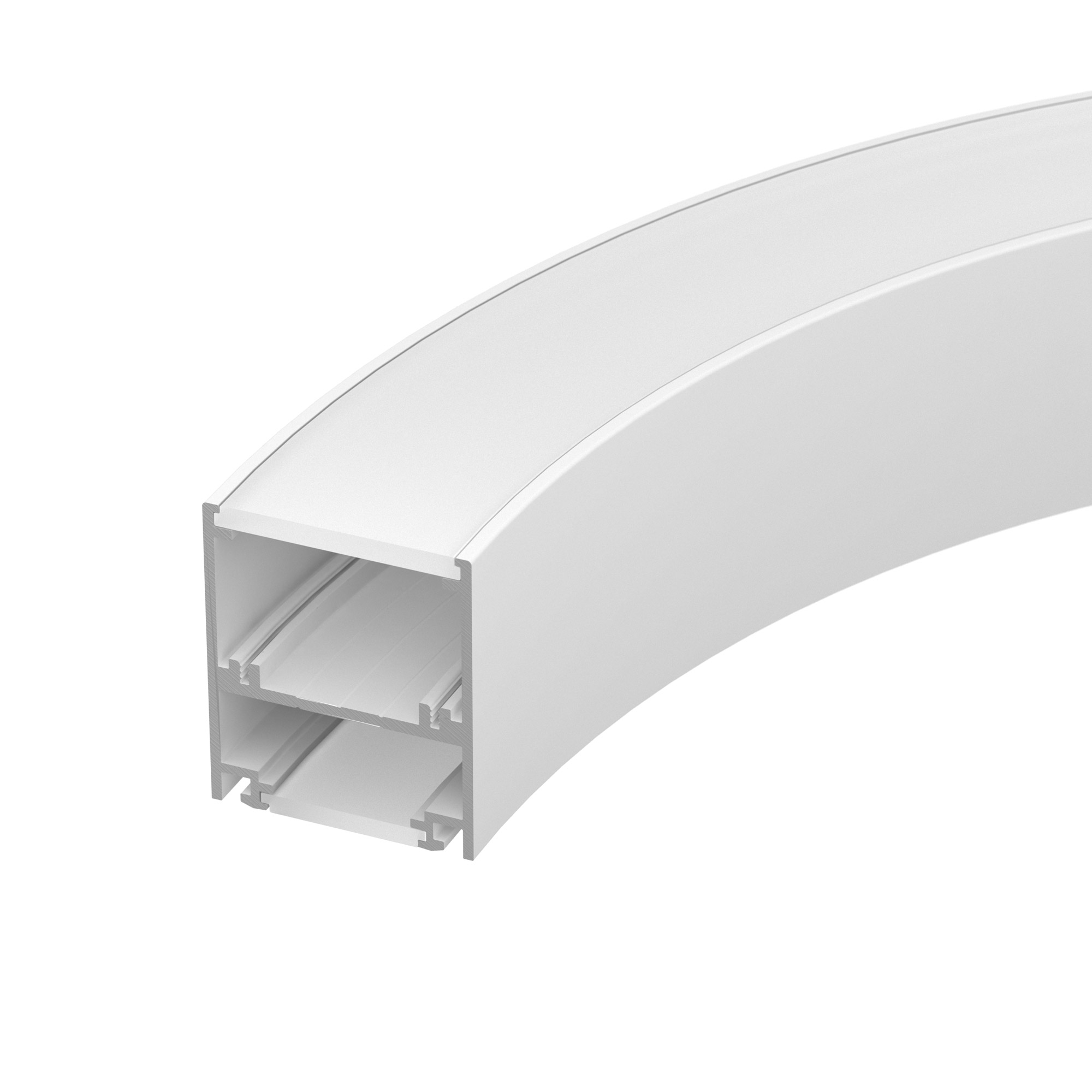 Профиль SL-ARC-5060-D1000-A90 WHITE (дуга 1 из 4) 032694 - Алюминиевый профиль для составления круга диаметром 1000мм, для радиусной светодиодной линейки, свечение вверх и вниз, длина ? от круга 1000мм. Внутренний диаметр круга 950мм, внешний диаметр 1050