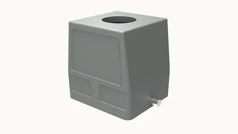 Крышка разъема D32B-TE-2g-PG42 - Крышка разъема на кабель, типоразмер 32B, стандартное исполнение, без уплотнителя, 1 отверстие с резьбой для кабельных вводов PG42, с верхним расположением, без защелки (упоры под одну защелку), материал корпуса: алюминиев