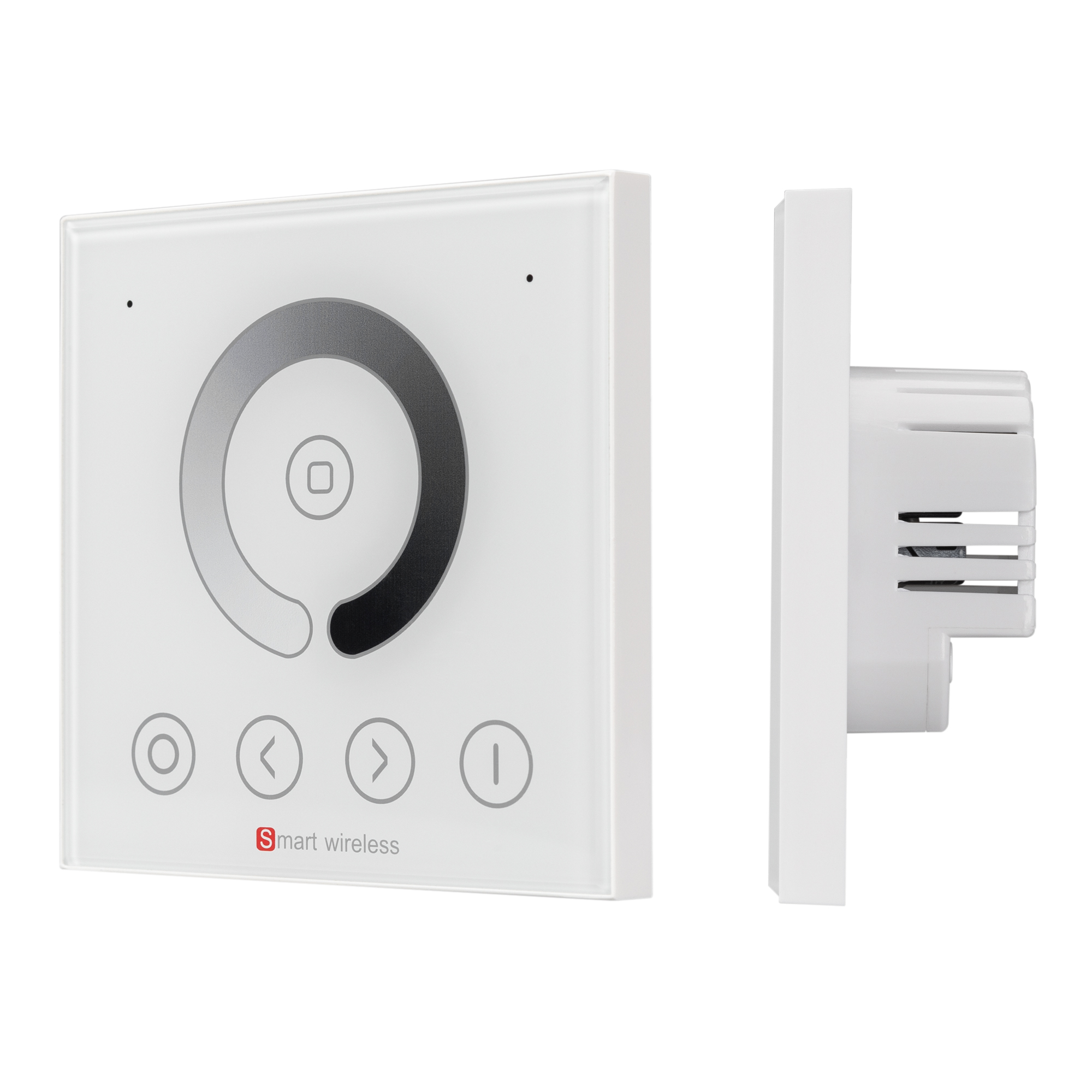 Панель ARL-2022-DIM (12-24V, 4x4A, Sens) 029930 - Встраиваемая сенсорная панель (Европейский стандарт) для управления одноцветными светодиодными лентами, цвет белый. 4 параллельных канала, питание DC 12-24V, ток нагрузки 4x4A, мощность нагрузки 192-384W. 