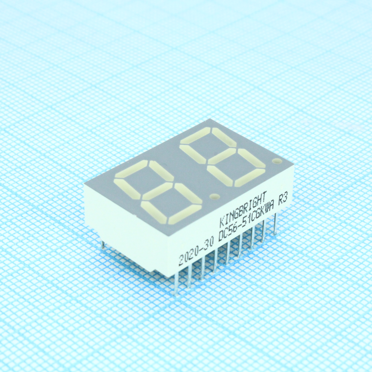 DC56-51CGKWA - 2-х разрядный индикатор 14,22мм/зеленый/570нм/3.6-7.6мкд