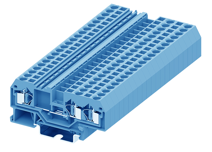 Проходная клемма 204954 - Проходная клемма, TA4-1-2, 3 точки подключения, тип фиксации провода: пружинный, номинальное сечение: 4 мм кв., 32A, 800V, ширина: 6 мм, цвет: синий, DIN 35