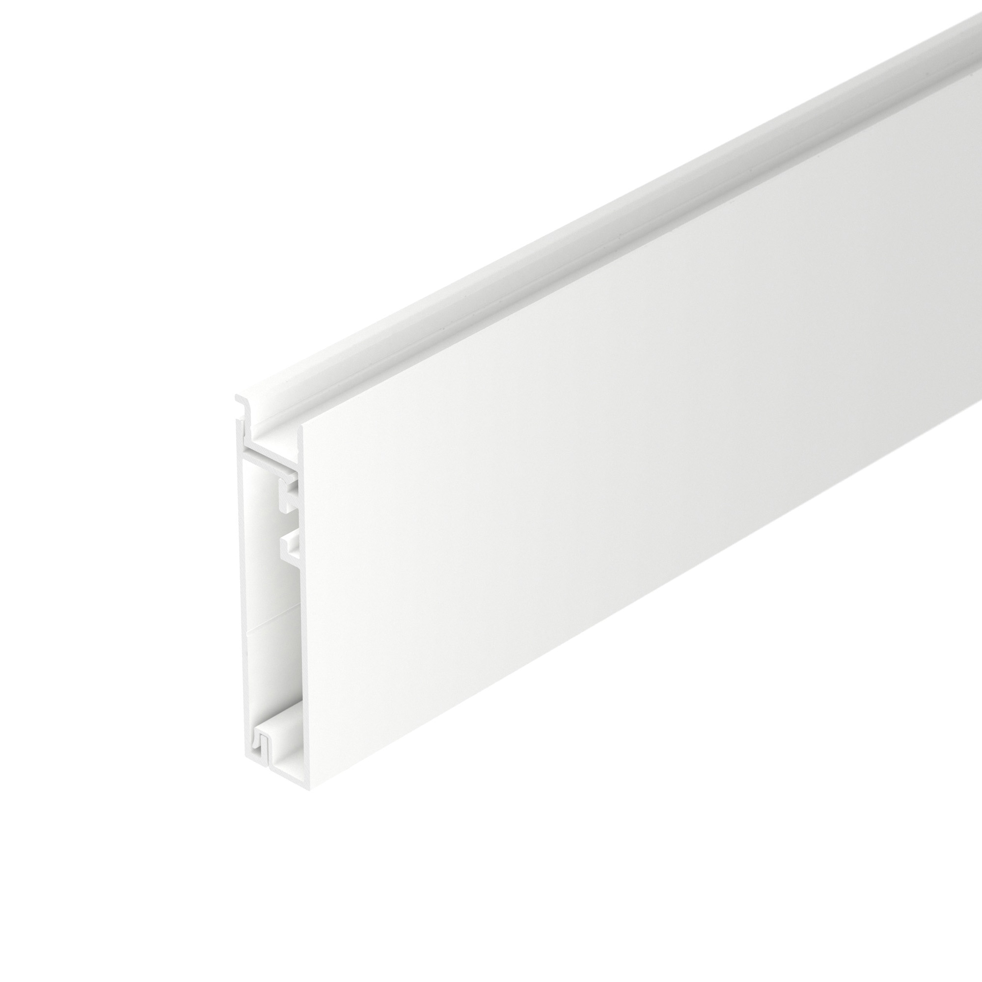 Профиль PLINTUS-H55-2000 WHITE 045445 - Алюминиевый накладной двухкомпонентный профиль-плинтус для светодиодных лент и линеек. Цвет - белый RAL9003 (порошковая окраска). Габаритные размеры (L?W?H): 2000x12,20x55,50 мм. Ширина площадки для ленты 8 мм. Аксе
