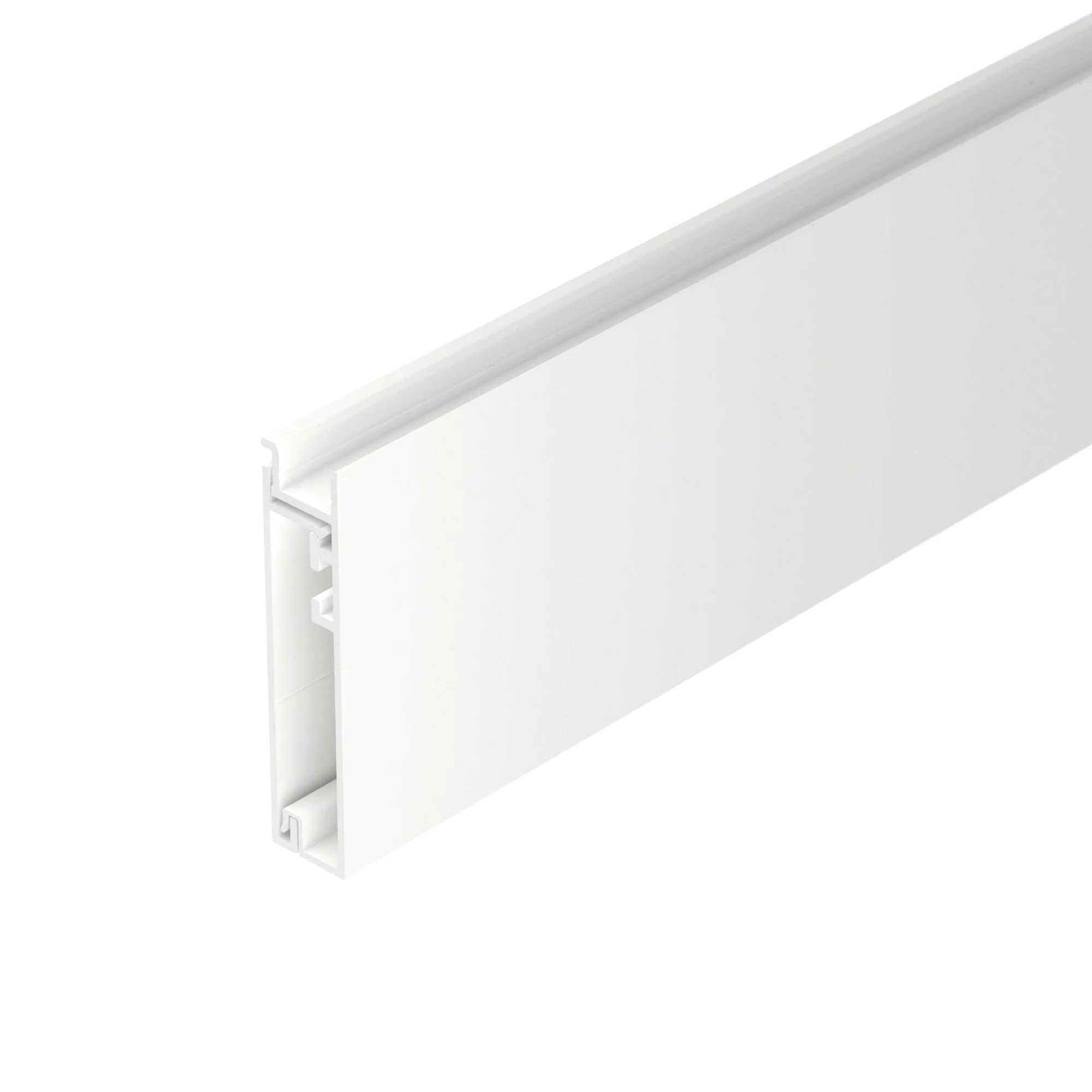 Профиль PLINTUS-H55-2000 WHITE 045445 - Алюминиевый накладной двухкомпонентный профиль-плинтус для светодиодных лент и линеек. Цвет - белый RAL9003 (порошковая окраска). Габаритные размеры (L?W?H): 2000x12,20x55,50 мм. Ширина площадки для ленты 8 мм. Аксе