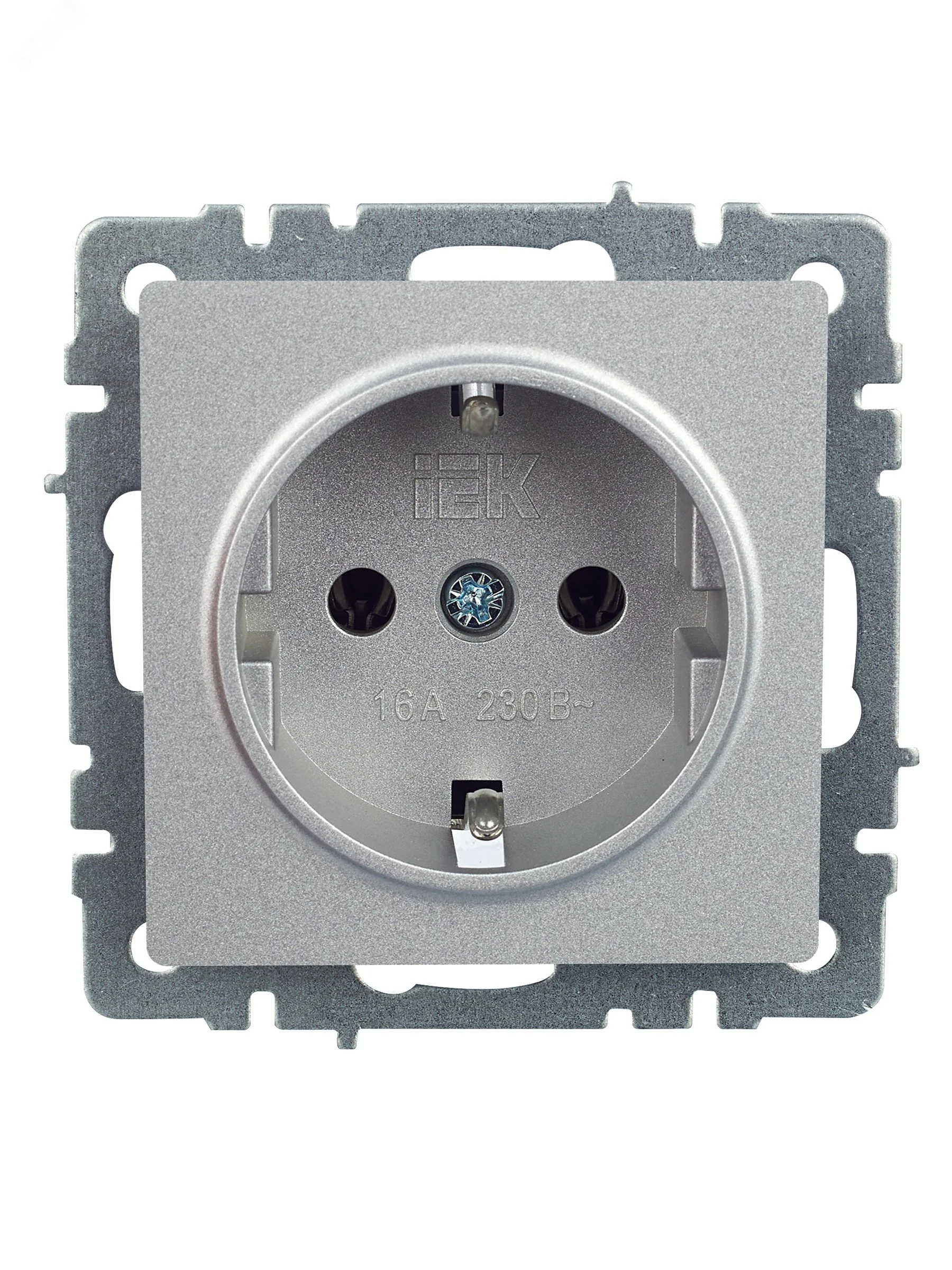 Розетка BRITE РС11-1-0-БрА 16А с заземл. без защ. шторки алюм. BR-R11-16-K47