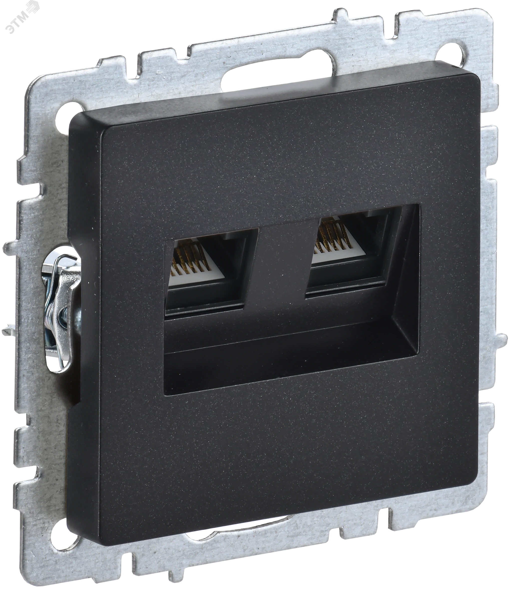Розетка компьютерная двойная СП RJ45 кат.5E BRITE РК10-2-БрЧ черн. BR-K20-1-K02