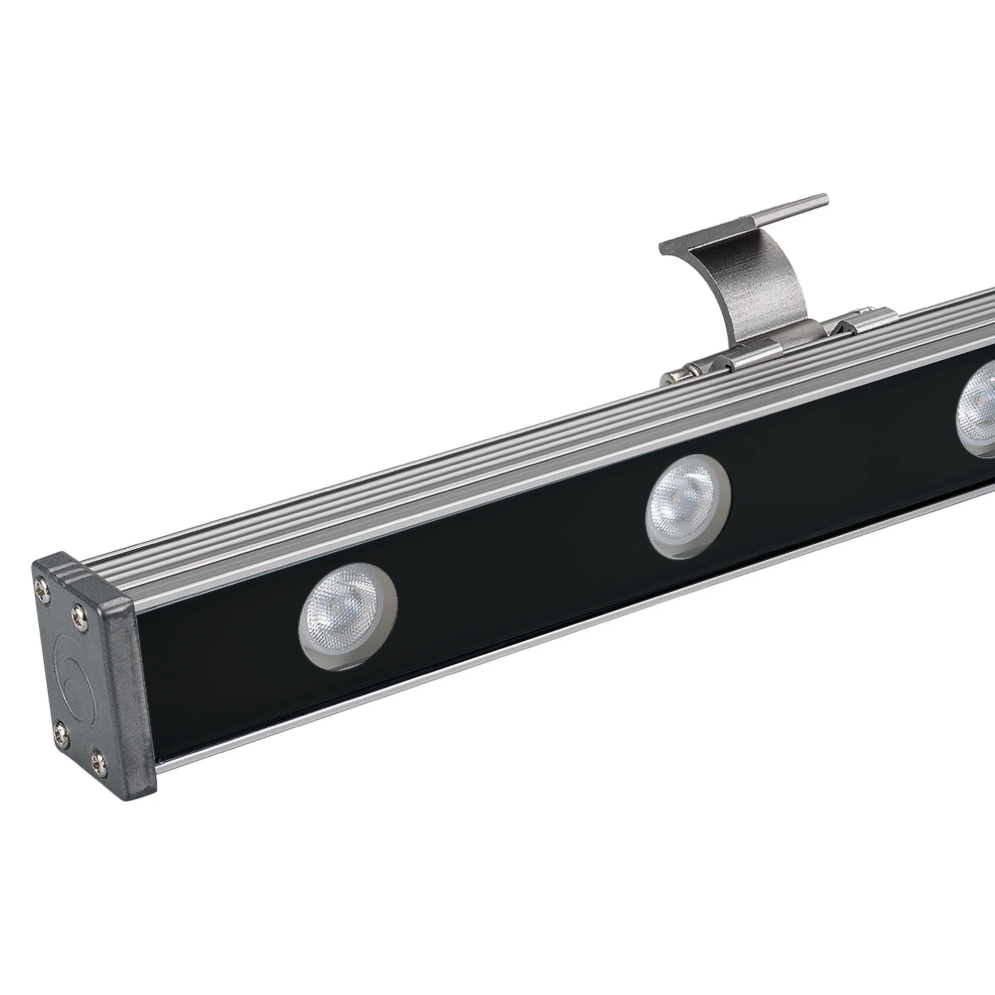 Линейный прожектор AR-LINE-1000-12W Warm3000 (GR, 15x60 deg, 230V) 041728 - Линейный прожектор. Мощность 12 Вт, св. поток 950 лм, 79 лм/Вт, тёплый 3000 K, CRI>80, угол 15x60°, напряжение питания 230 В. Серый прямоугольный корпус из алюминия, экран стекло,