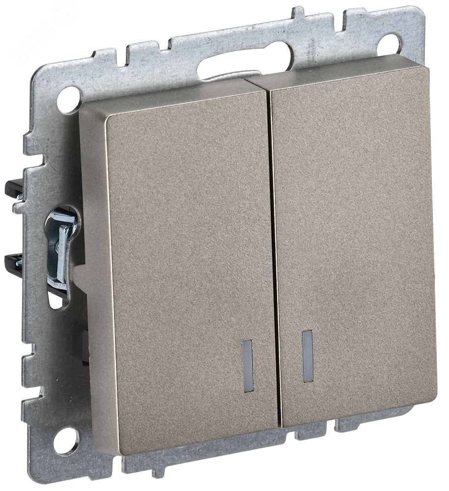 Выключатель 2-кл. СП BRITE ВС10-2-1-БрШ 10А с инд. шампань BR-V20-1-10-K37