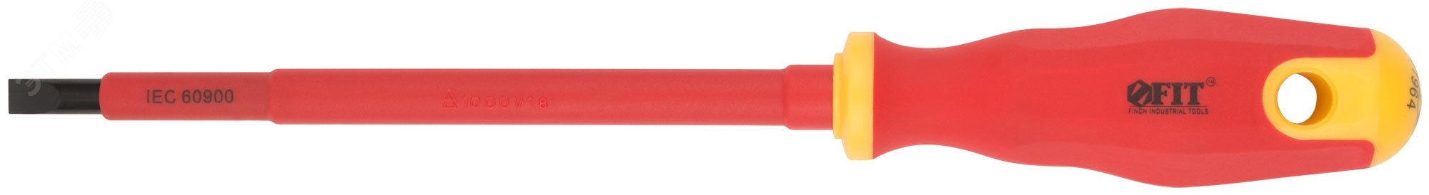 Отвертка изолированная 1000 В, CrV сталь, прорезиненная ручка 6.5х150 мм SL 55899