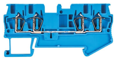 Клемма сдв. WKF 1,5 D2/2/35 BLAU - Проходная клемма, 4 точки подключения, тип фиксации провода: пружинный, номинальное сечение: 1,5 мм кв., 17,5A, 500V, ширина: 4 мм, цвет: синий, тип монтажа: DIN 35