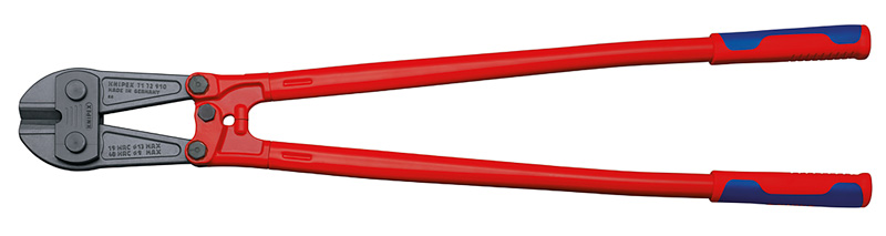 Болторез, 910 мм, 2-комп Ручки KN-7172910 - Мощный болторез, высокая режущая способность при меньших затратах усилий, благодаря оптимальной согласованности угла режущих кромок, передаточного отношения рычагов и эргономичной конструкции ручек, длина 910мм,