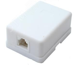 Розетка телефонная 1-м ОП RJ14 (6P4C) кат.3 бел. 03-0001