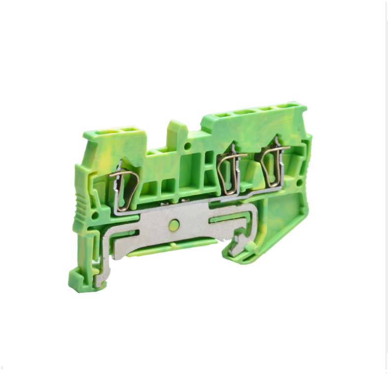 Заземляющая клемма JUT3-1.5/1-2PE - Заземляющая клемма, 3 точки подключения, тип фиксации провода: пружинный, номинальное сечение: 1,5 мм кв., 500V, ширина: 4,2 мм, цвет: желто-зеленый, тип монтажа: DIN35