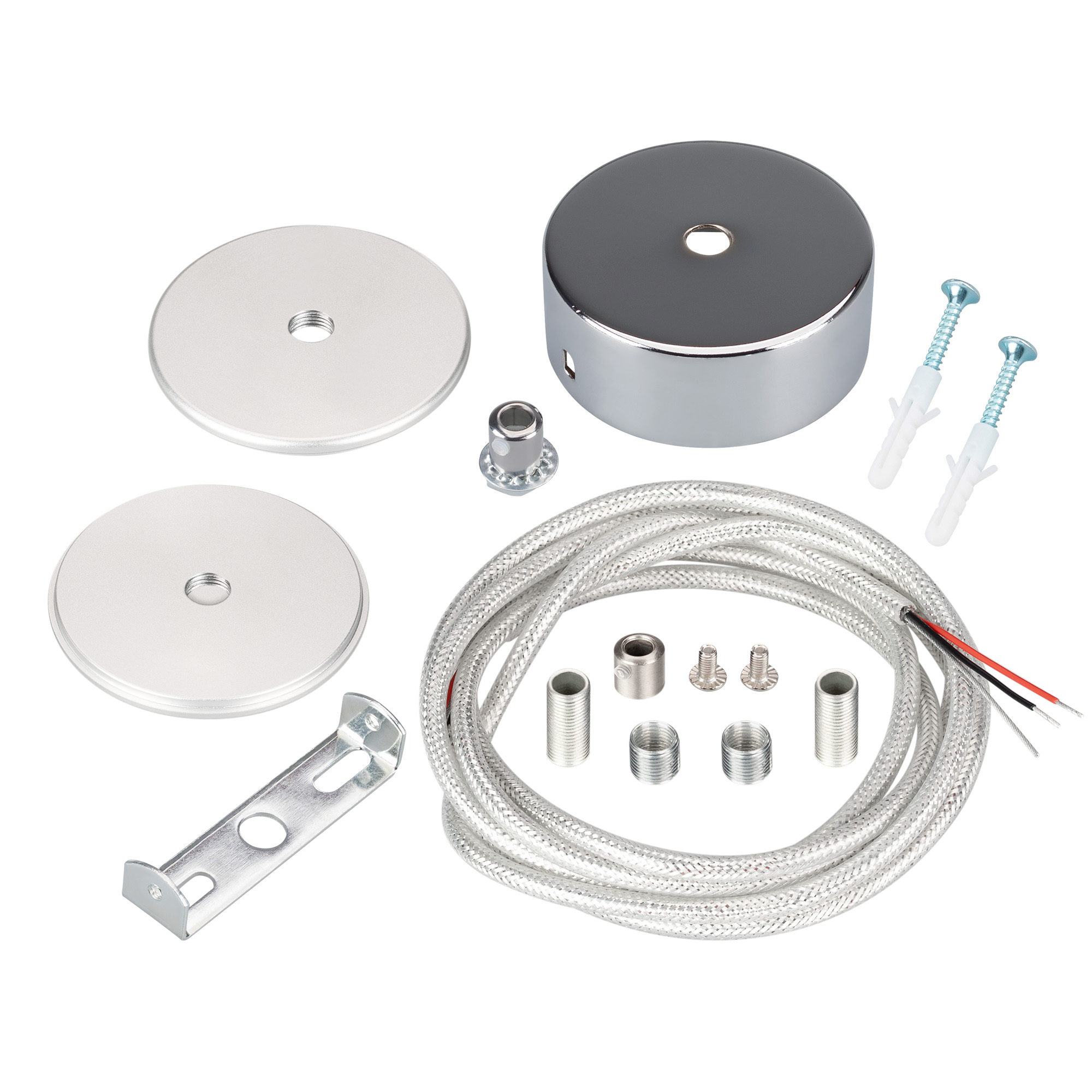 Подвес токопроводящий ARL-SL-ROUND-D70-360deg вертикальный 037772 - Подвес вертикальный для профиля SL-ROUND-D70-360deg, длина 2 м. В комплекте: монтажная чаша - 1 шт., токопроводящий кабель-подвес - 1 шт. 2 м (сечение кабеля - 2х0.5 мм?), фиксатор кабеля