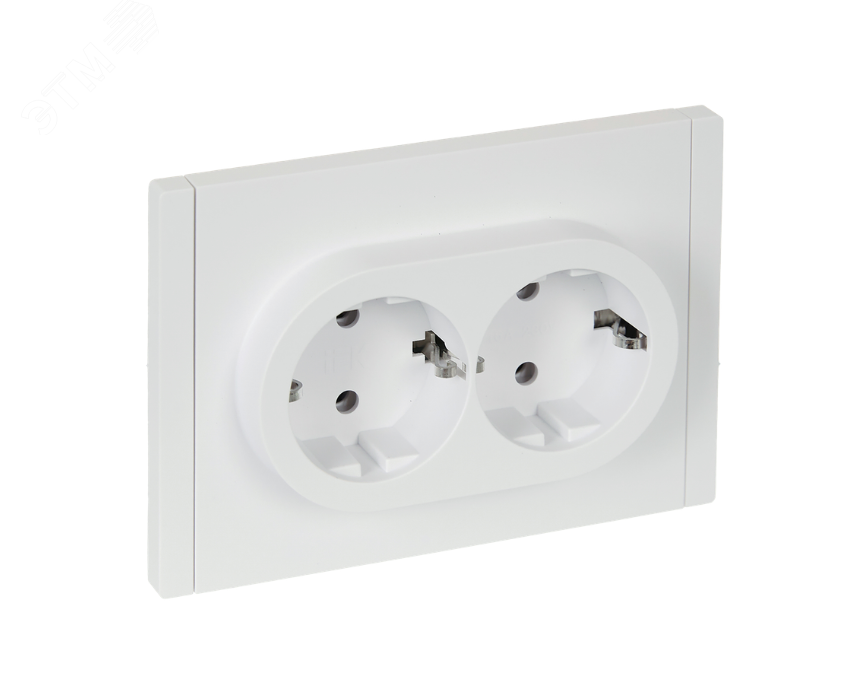 Розетка 2-м СП FORTE&PIANO FP224 16А с заземл. без защ. шторок безвинт. крепл. бел. IEK FP-R21-16-1-K01