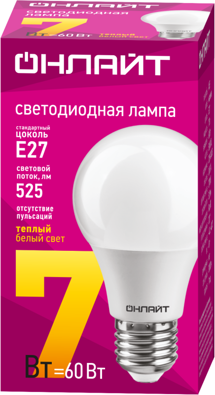 Лампа светодиодная 71 647 OLL-A60-7-230-2.7K-E27 7Вт грушевидная 2700К тепл. бел. E27 525лм 220-240В 71647