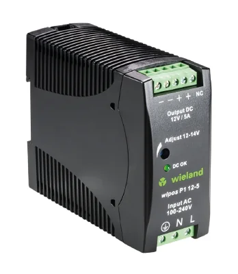 Блок питания WIPOS P1 12-5 - Источник питания, однофазный, 12 V / 5 A, 60 W; диапазон входных напряжений: 85 – 264 V AC, 90 – 375 V DC; габариты (мм): ширина x высота x глубина: 40.5 x 90 x 114; вес 0,34 кг; монтаж: на DIN рейку, температура окружающей ср