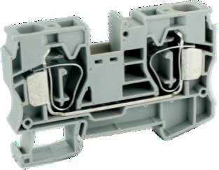 Проходная клемма UJ5-16 - Проходная клемма, тип фиксации провода: пружинный, номинальное сечение: 16 мм кв., 90A, 800V, ширина: 12,2 мм, цвет: серый, тип монтажа: DIN 35