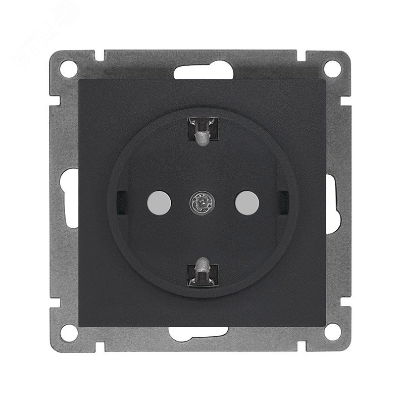 Розетка одноместная UNIVersal серия Афина с/з, з/ш, с/у, 16А, 220В, графит (еврослот), механизм A0049-Gr