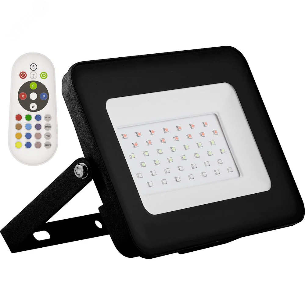 Прожектор светодиодный ДО-50w RGB с пультом дистанционного управления IP65 29703