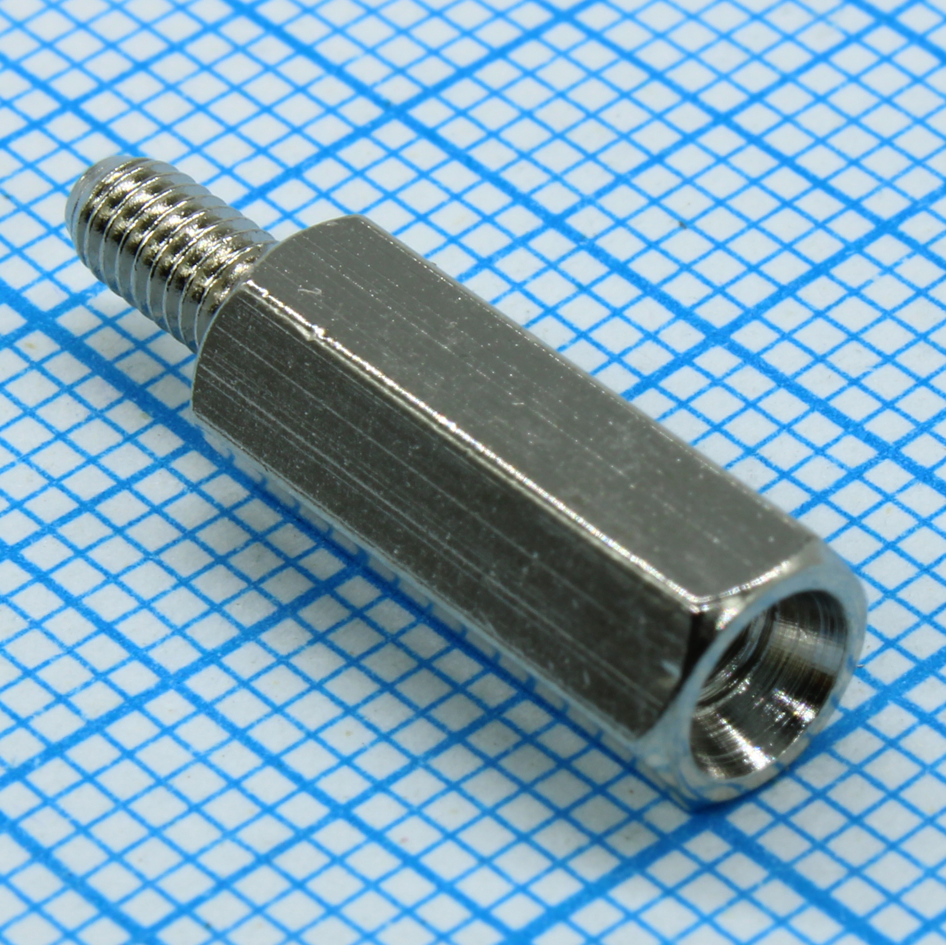 H-L1400-2000-5-03-1N1W - Стойка латунная никелированная для печатной платы, шестигранная, М3, 14мм, отверстие-винт