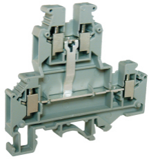 Проходная клемма UKHV-4/2X2L - Проходная клемма, 4 точки подключения, тип фиксации провода: винтовой, номинальное сечение: 4 мм кв., 32A, 1000A, ширина: 6,2 мм, цвет: серый, тип монтажа: DIN 35