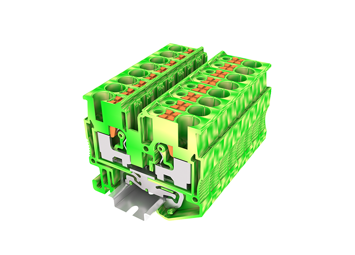 Заземляющая клемма TPM2.5-2-PE - Заземляющая клемма, тип фиксации провода: push-in, номинальное сечение: 2,5 мм кв., 24A, 500V, ширина: 5,2 мм, цвет: желто-зеленый, тип монтажа: DIN 15