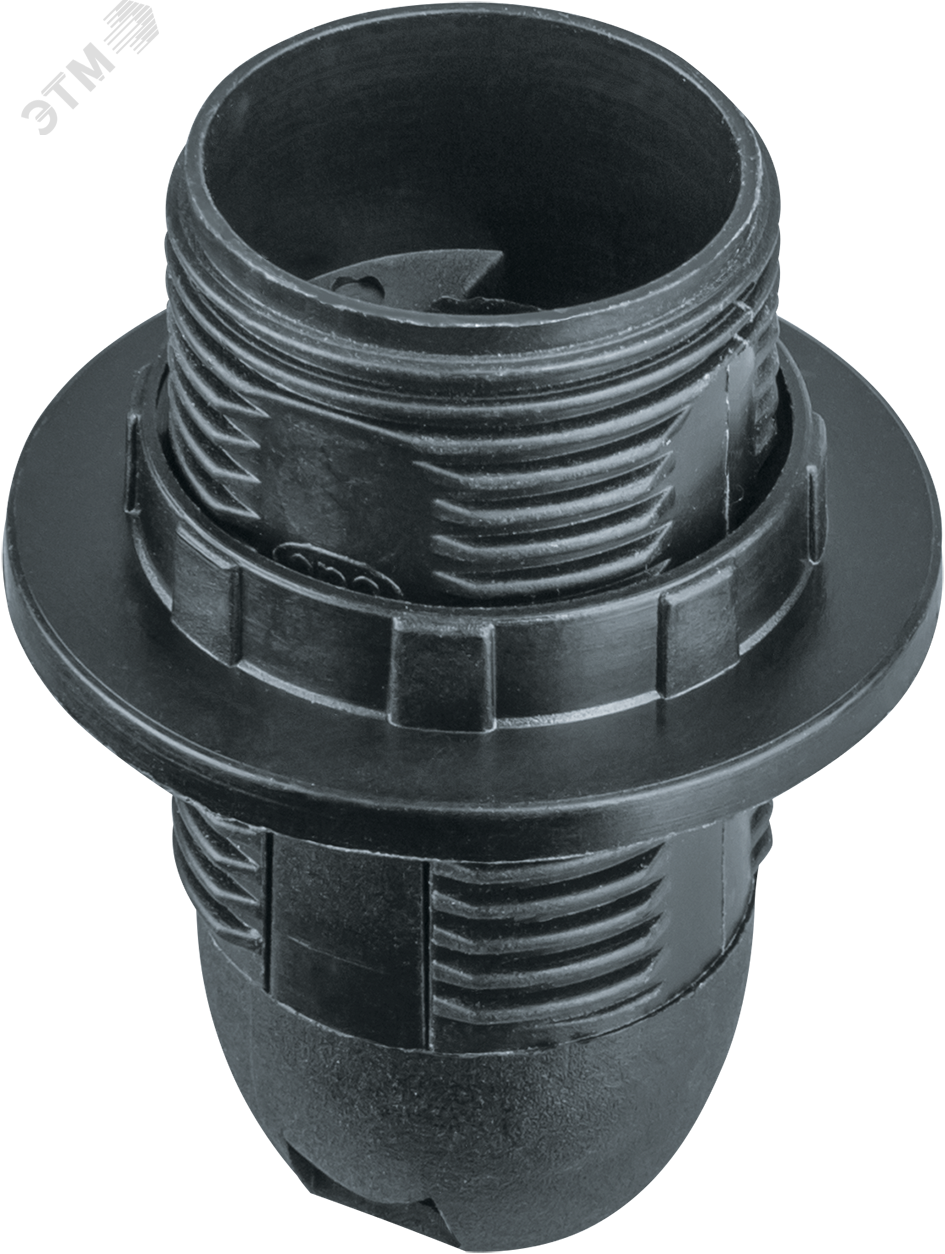 Патрон люстровый Е14 пластик с кольцом черный 20602