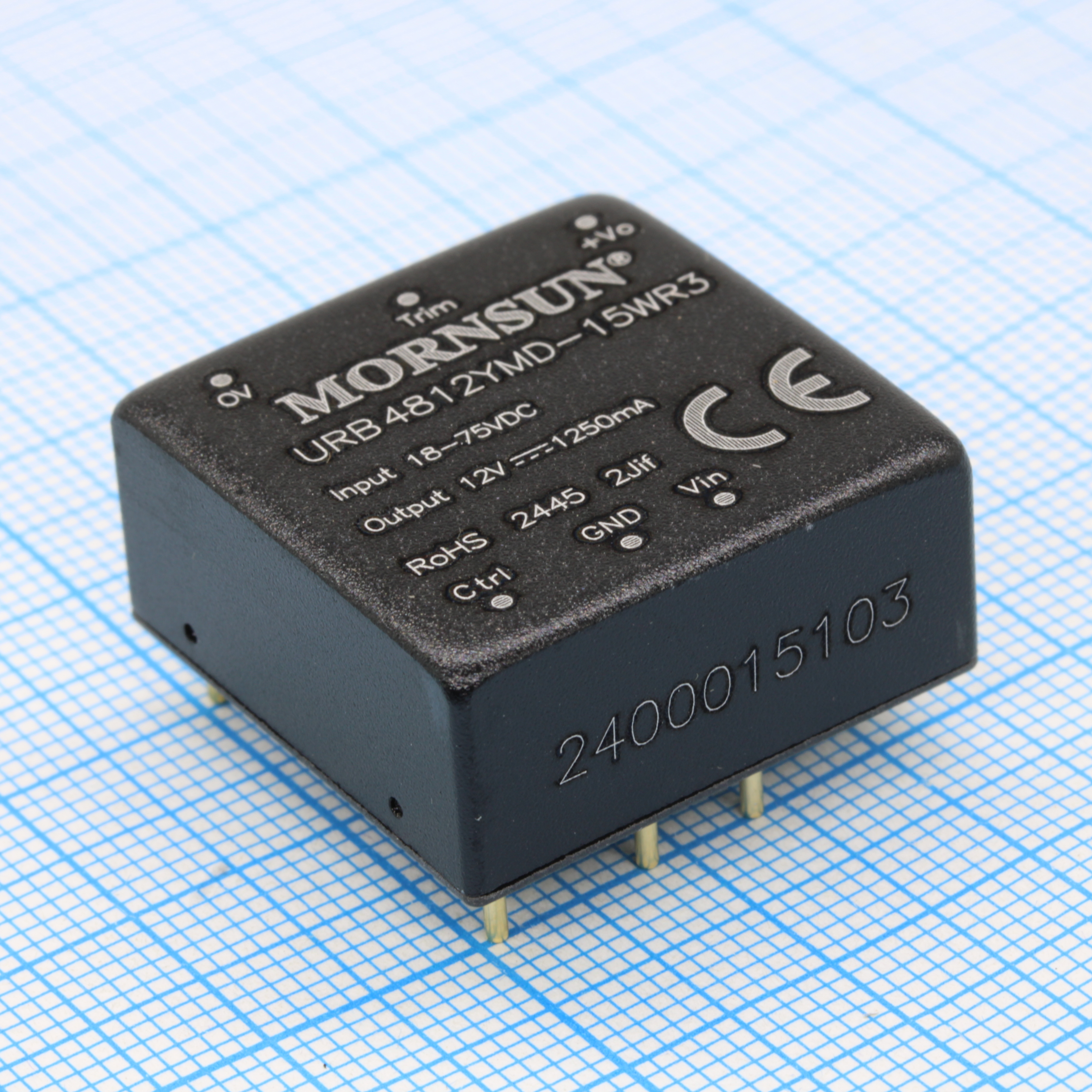 URB4812YMD-15WR3 - Преобразователь DC/DC мощность, Вт: 15 вход 48В (18...75)В выход 12В 1250мА изоляция: 1500В -40°С...+105°С