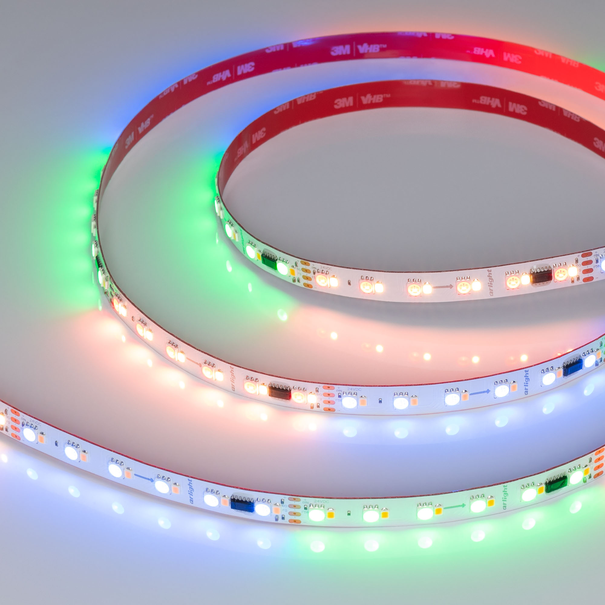 Лента SPI-BA120-12mm 24V RGBW-White-PX6-BPT (16 W/m, IP20, 5060/2835, 5m) 040622 - Светодиодная лента SPI-BA120, открытая IP20, микросхема WS2814. Светодиоды 5060 (60 шт/м) + 2835 (60 шт/м), (Pixel = 6 LED RGB + 6 LED White), белая плата, скотч 3М. Цвет R