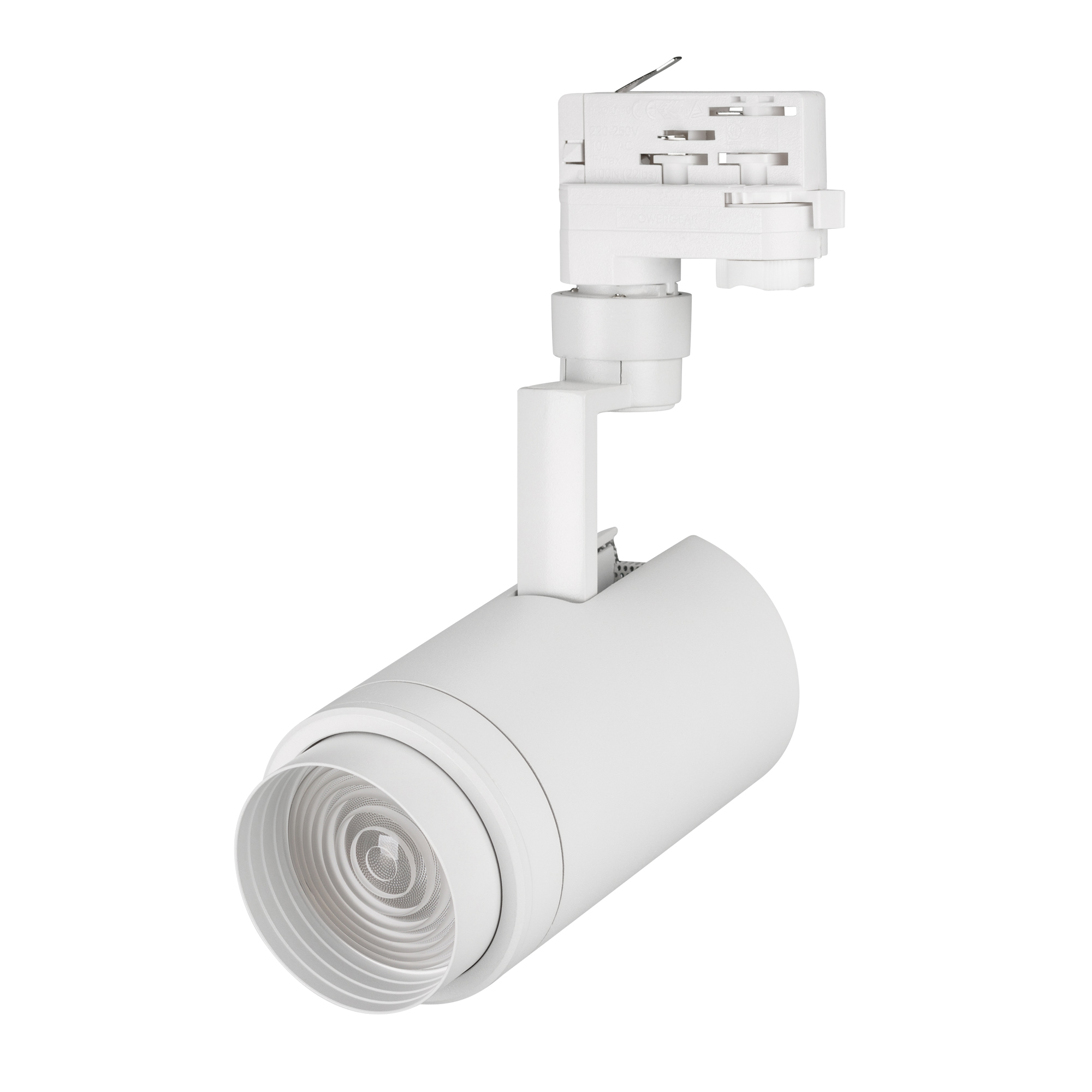 Светильник LGD-ZEUS-4TR-R88-20W Day4000 (WH, 20-60 deg, 230V) 024606(1) - Светильник подвесной для треков/шин 4 провода, 20Вт. Цвет свечения ДНЕВНОЙ 4000K, световой поток 1600-2000лм, регулируемый угол 20-60°, CRI>90. Корпус круглый, металл, цвет белый, I