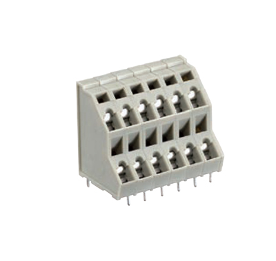 Клемма Wiecon 8291 EFK / 6 / 12 OB - Клемма на печатную плату, подвод кабеля под углом 45 град., 2 этажа, 12 полюсов, шаг: 5,08 мм, пружинная фиксация провода, без маркировки, 250V, 12A, цвет: серый, серия 8291 EFK OB