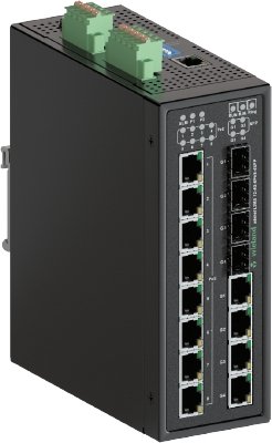 Коммутатор WIENET L2MS 12-4G-8PoE- - Коммутатор серии WieNet, управляемый, 8 портов RJ45 скорость передачи 10/100 MBit/s, 4 портов RJ45 скорость передачи 10/100/1000 MBit/s (*), 2 SFP порта (*), 8 порта PoE, номинальное напряжение: 9-48 VDC, монтаж: на DI