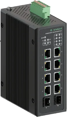 Коммутатор WIENET UMSA 10G-8PoE-24 - Коммутатор серии WieNet, неуправляемый, 8 портов RJ45 скорость передачи 10/100/1000 MBit/s, 2 SFP порта, 8 порта PoE, номинальное напряжение: 12-57 VDC, монтаж: на DIN рейку, материал корпуса: алюминий