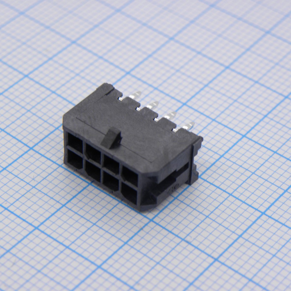 430450812 - Разъем типа провод-плата, 3 мм, 8 контакт(-ов), Штыревой Разъем, Серия Micro-Fit 3.0