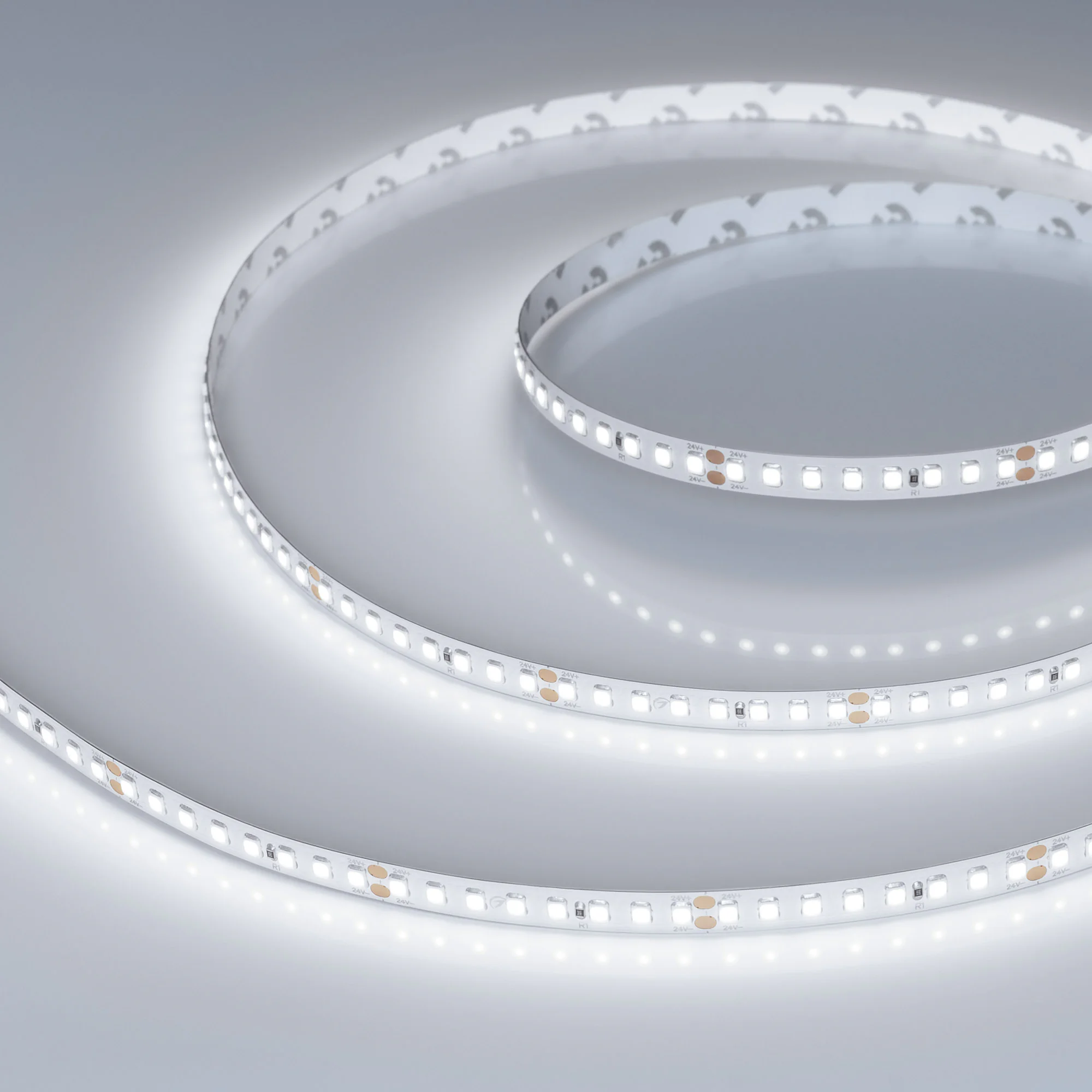 Лента RT-A160-8mm 24V White6000 (12 W/m, IP20, 2835, 5m) 024534(2) - Светодиодная лента RT-A160, открытая. Эффективность 150 лм/Вт, светодиоды 2835, 160 шт/м (800 шт на 5 м), белая плата, ширина 8 мм, скотч 3M. Цвет БЕЛЫЙ 6000 K, цветопередача CRI>85, уго