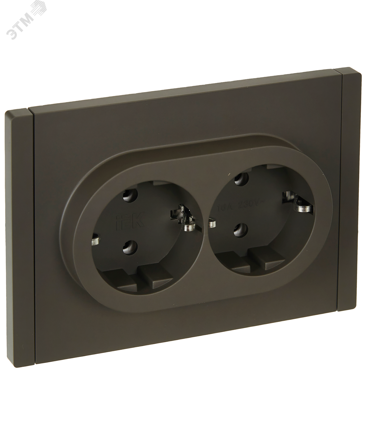 Розетка 2-м СП FORTE&PIANO FP324 16А с заземл. без защ. шторок безвинт. крепл. сер. IEK FP-R21-16-1-K03