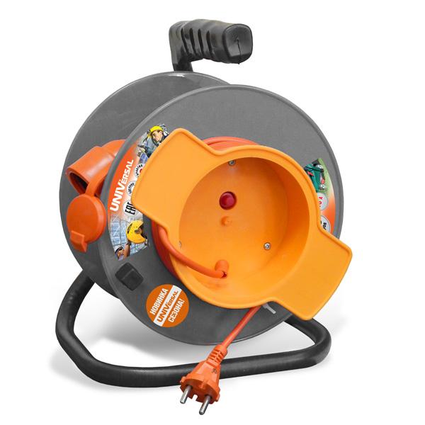 Удлинитель на катушке 1х20м без заземл. 10А IP44 У10-028 ПВС 2х0.75 термозащита с выносн. розеткой 9633263