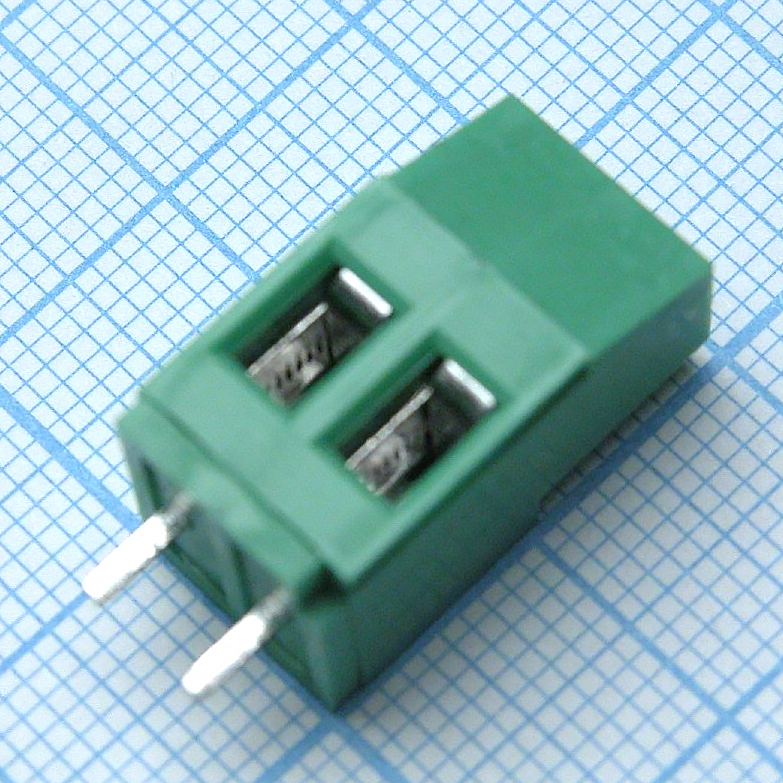 DG129-5.0-02P-14-01A(H) - Винтовой клеммный блок c рельефной обоймой без нижней площадки, 2 контакта. Серия DG129-5.0   25A  250V (шаг =5мм)