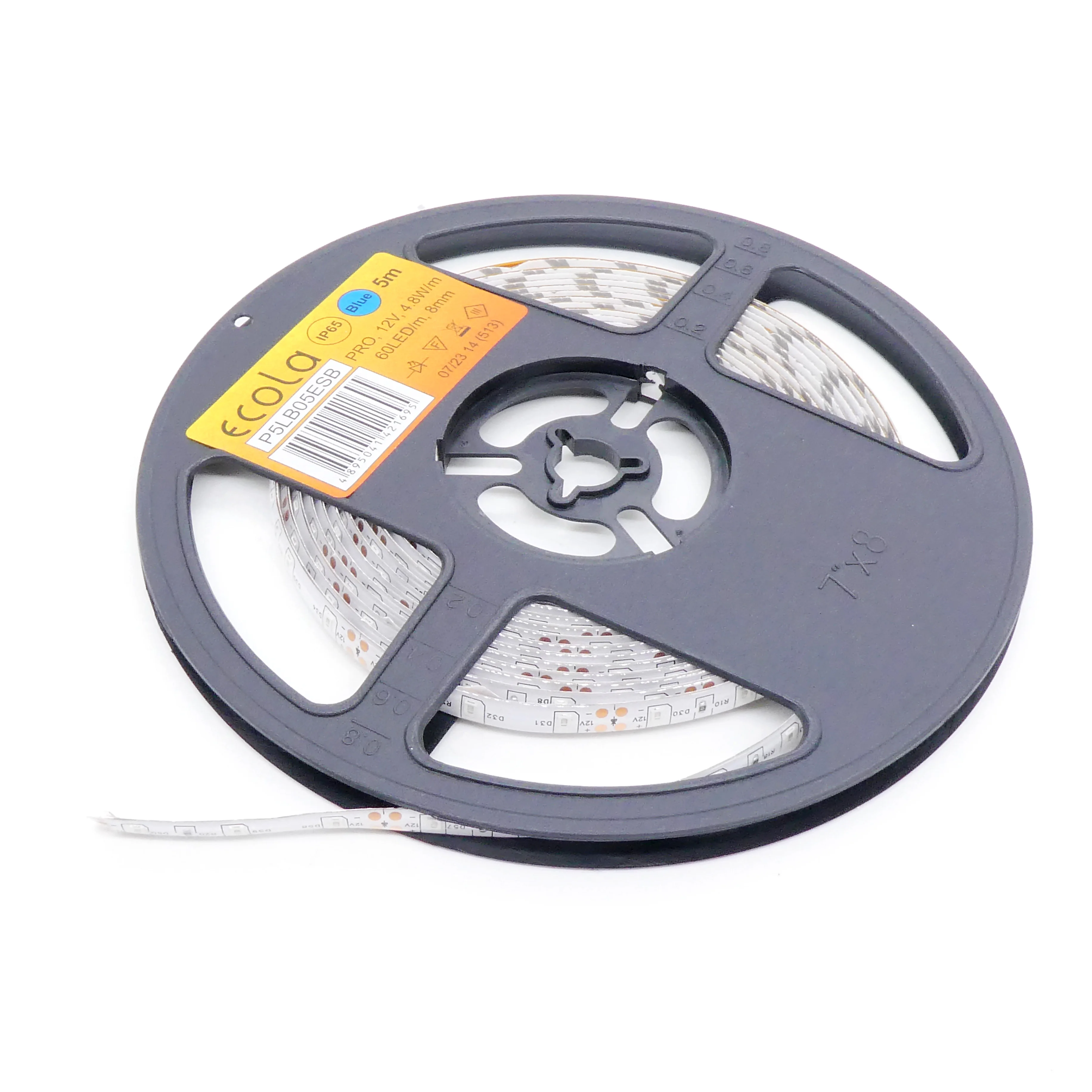LED-лента 3528 B/ 60 чипов/1м/12V/IP65 - в силиконовой оболочке / самоклеящаяся / синяя / 60 чип диодов 3528 на метр / потребляемая мощность 4,8 Вт/м / 8мм / IP65
