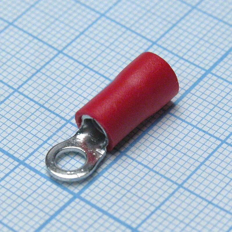 RV5.5-4S  Red - наконечник кабельный кольцевой с изоляцией d=4.3мм, сеч. пров.4.0-6.0мм2