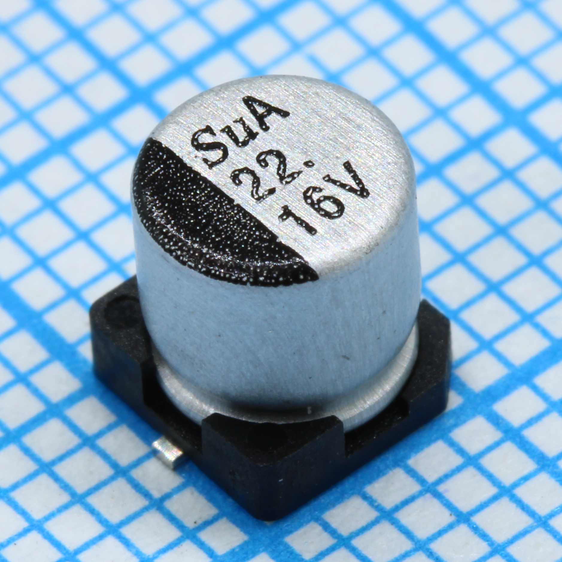 TS13CA1C220MDT000R - SMD Конденсатор алюминиевый электролитический 16В, 22мкФ ±20%, размер 5 X 5.8мм, 0.8 Ом, 150мА, 2000ч, 105С