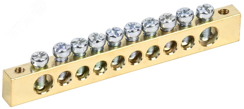 Шина PEN "земля-ноль" 8х12мм 10/2 (10групп/крепеж по краям) YNN21-10-100