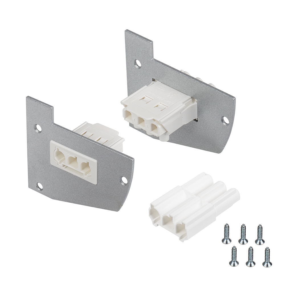 Заглушка для SHELF-MULTI-G с разъемом (ANR, Металл) 017298 - Пара заглушек с разъемом питания (папа-мама) для профиля SHELF-MULTI, в составе с полкодержателем SHELF-MULTI-G. Материал - окрашенный металл.  В комплекте 2шт, шурупы. Цена за комплект.