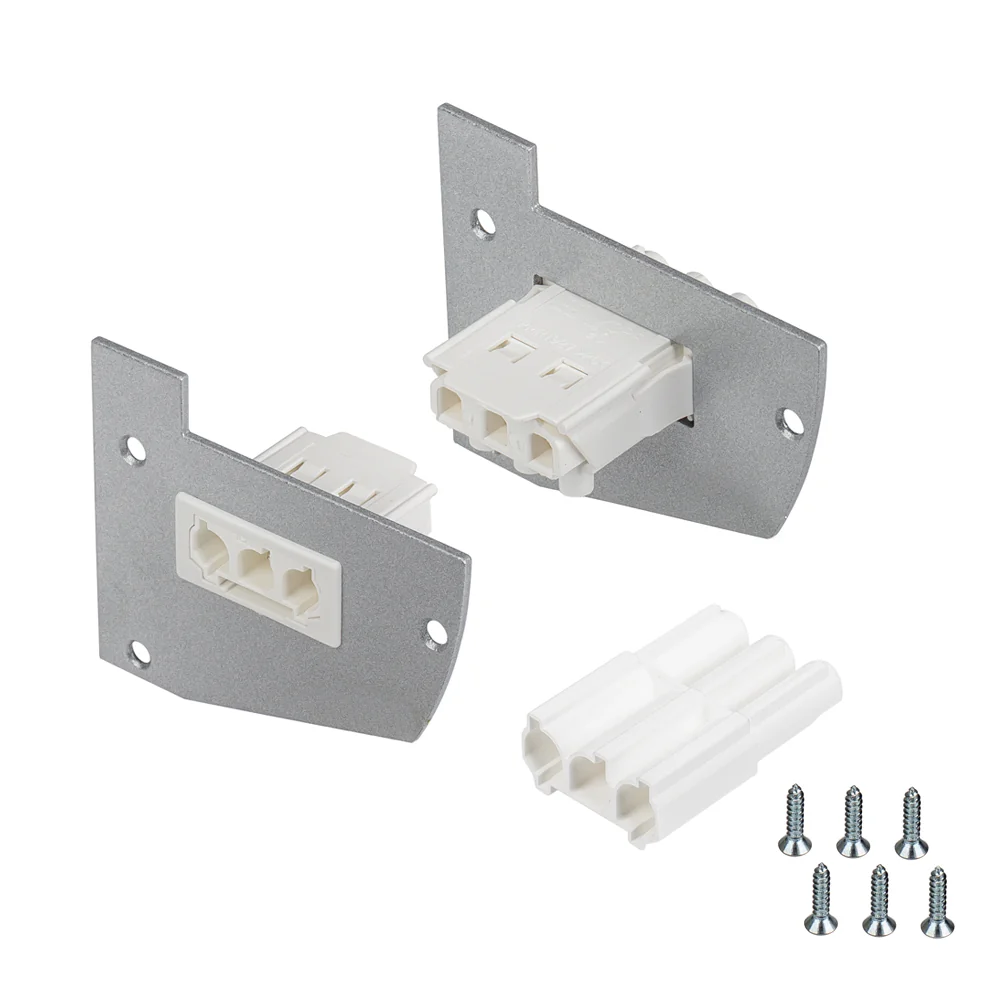 Заглушка для SHELF-MULTI-G с разъемом (ANR, Металл) 017298 - Пара заглушек с разъемом питания (папа-мама) для профиля SHELF-MULTI, в составе с полкодержателем SHELF-MULTI-G. Материал - окрашенный металл.  В комплекте 2шт, шурупы. Цена за комплект.