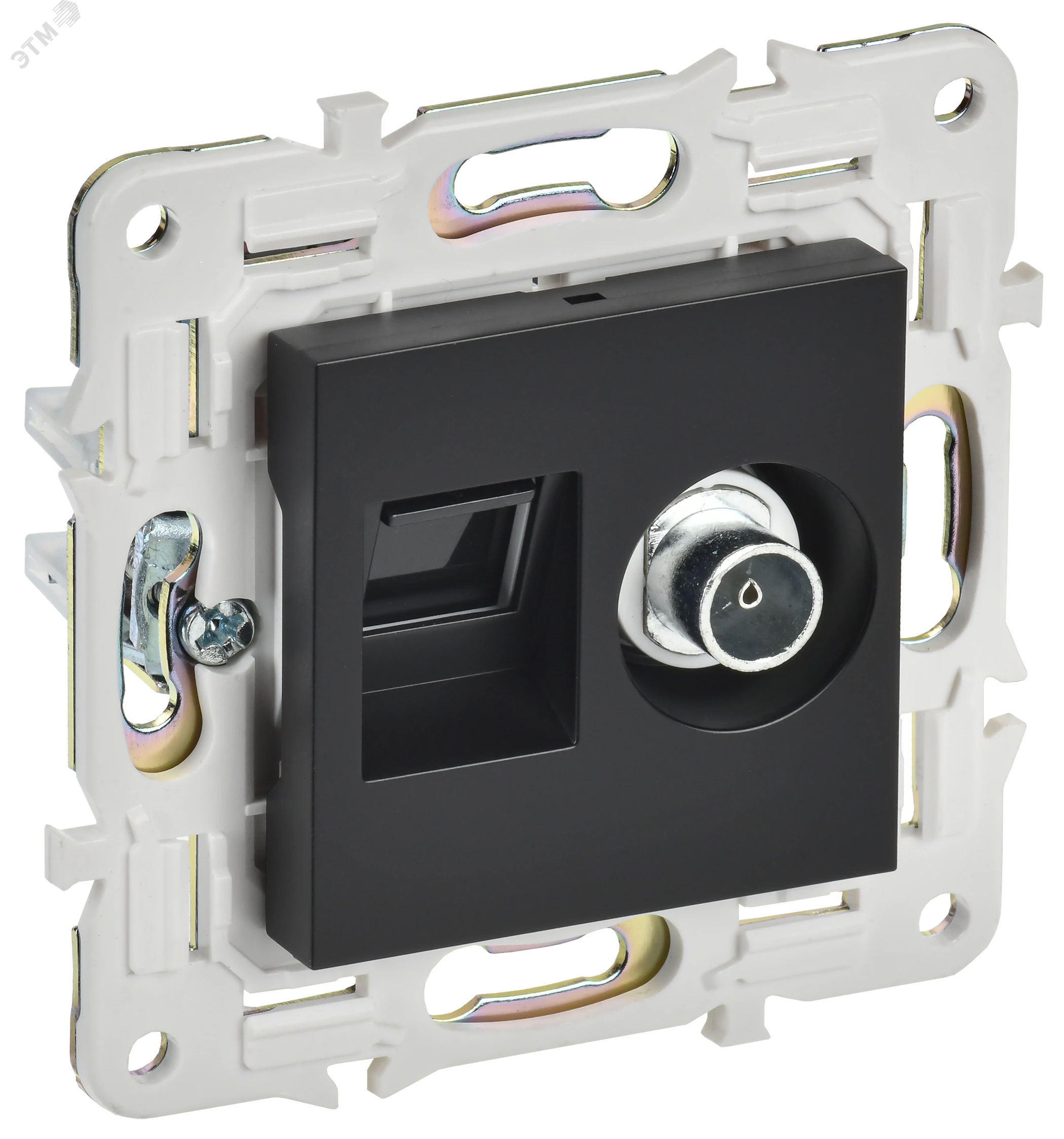 SKANDY Розетка двойная TV+RJ45 кат.6E SK-A15Bl черный IEK SK-AK20-2-K02